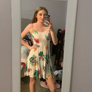 White tropical floral sundress